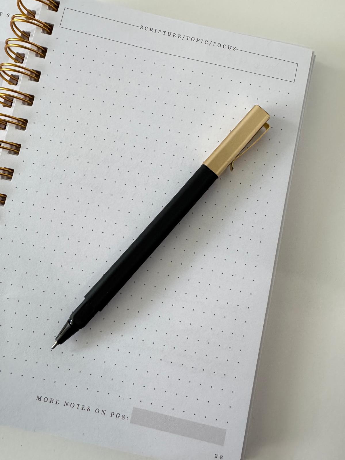 Chic Black + Gold Pen with APCo. Bible Study Journal