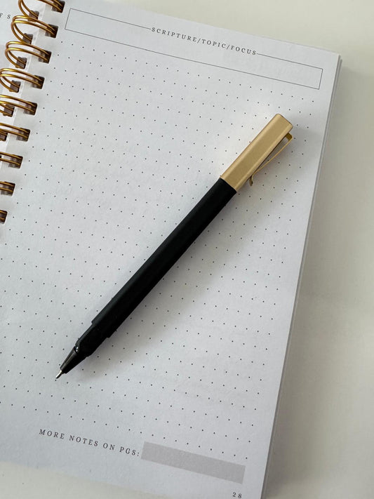 Chic Black + Gold Pen with APCo. Bible Study Journal